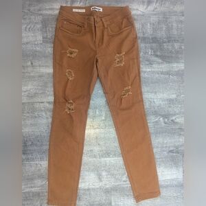 Women's Dollhouse Brown Distressed Vintage Slim Jeans Sz. 9 NWOT